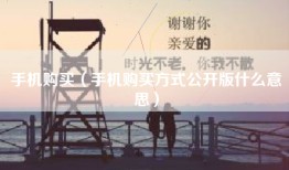 手机购买（手机购买方式公开版什么意思）