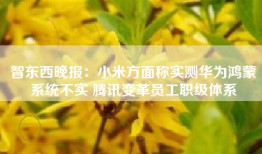 智东西晚报：小米方面称实测华为鸿蒙系统不实 腾讯变革员工职级体系