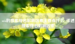 seo的搜索排名影响因素主要有什么_详述搜索排名影响因素