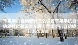 苹果手机自动旋转怎么设置苹果手机自动旋转屏幕设置在哪「苹果手机自动旋转怎么设置」