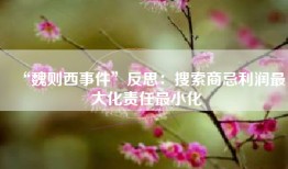“魏则西事件”反思：搜索商忌利润最大化责任最小化