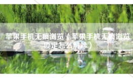 苹果手机无痕浏览（苹果手机无痕浏览锁定怎么解除）