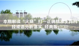 本期解读“火烧”打一正确精准生肖科技成语分析落实_经典版172.312