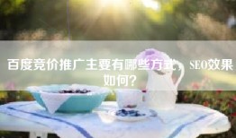 百度竞价推广主要有哪些方式，SEO效果如何？
