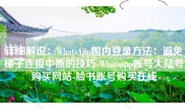 详细解说：WhatsApp国内登录方法：避免梯子连接中断的技巧-Whatsapp账号大陆号购买网站-脸书账号购买在线