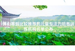 佛山寒假比较推荐的儿童专注力培养训练机构名单公布