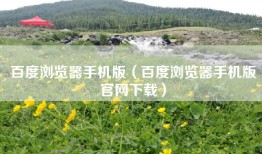 百度浏览器手机版（百度浏览器手机版官网下载）