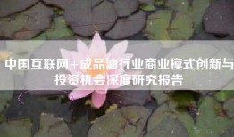 中国互联网+成品油行业商业模式创新与投资机会深度研究报告