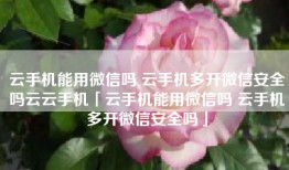 云手机能用微信吗 云手机多开微信安全吗云云手机「云手机能用微信吗 云手机多开微信安全吗」