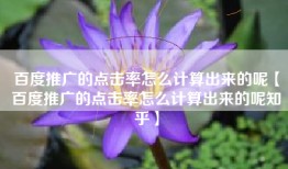 百度推广的点击率怎么计算出来的呢【百度推广的点击率怎么计算出来的呢知乎】
