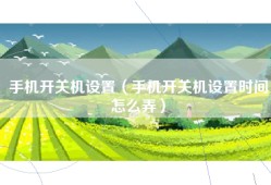 手机开关机设置（手机开关机设置时间怎么弄）