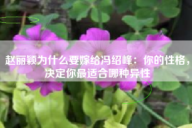 赵丽颖为什么要嫁给冯绍峰：你的性格，决定你最适合哪种异性