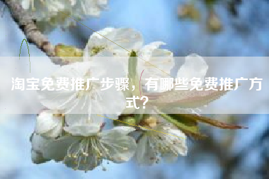淘宝免费推广步骤，有哪些免费推广方式？