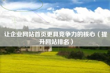 让企业网站首页更具竞争力的核心（提升网站排名）