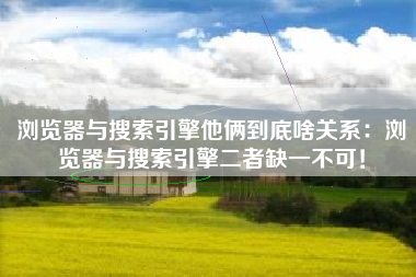 浏览器与搜索引擎他俩到底啥关系：浏览器与搜索引擎二者缺一不可！