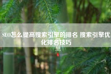 SEO怎么提高搜索引擎的排名 搜索引擎优化排名技巧