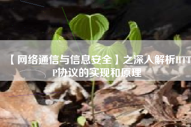 【网络通信与信息安全】之深入解析HTTP协议的实现和原理
