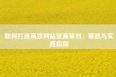 如何打造高效网站资源策划：策略与实践指南