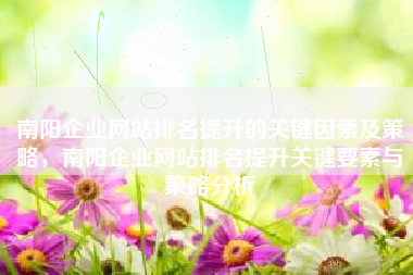 南阳企业网站排名提升的关键因素及策略，南阳企业网站排名提升关键要素与策略分析