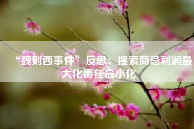 “魏则西事件”反思：搜索商忌利润最大化责任最小化