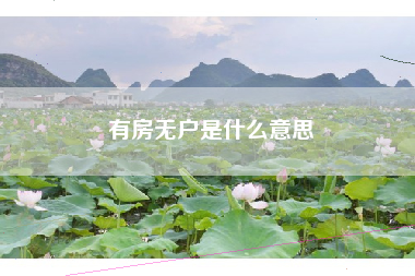 有房无户是什么意思