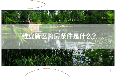 雄安新区购房条件是什么？