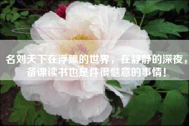 名刘天下在浮躁的世界，在静静的深夜，备课读书也是件很惬意的事情！