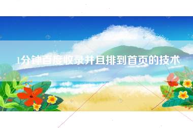 1分钟百度收录并且排到首页的技术