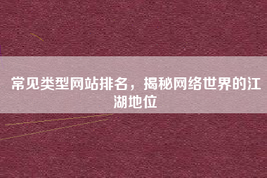 常见类型网站排名，揭秘网络世界的江湖地位