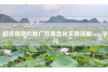 超详细竞价推广效果优化实操讲解-sem学习