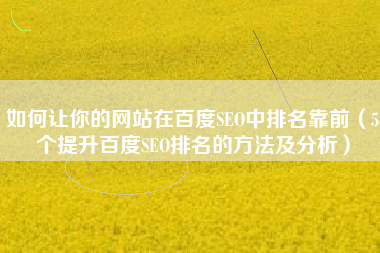 如何让你的网站在百度SEO中排名靠前（5个提升百度SEO排名的方法及分析）