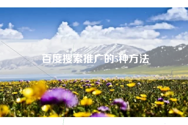 百度搜索推广的5种方法