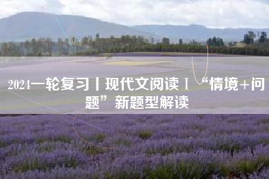2024一轮复习丨现代文阅读Ⅰ“情境+问题”新题型解读