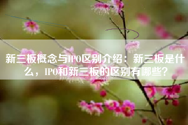 新三板概念与IPO区别介绍：新三板是什么，IPO和新三板的区别有哪些？