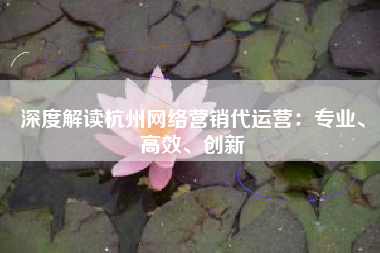 深度解读杭州网络营销代运营：专业、高效、创新
