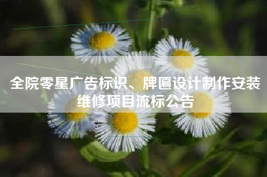 全院零星广告标识、牌匾设计制作安装维修项目流标公告