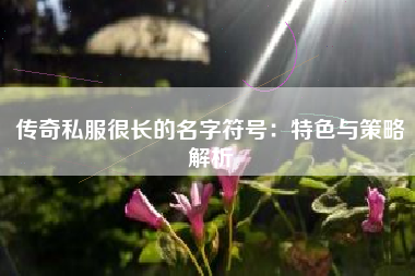 传奇私服很长的名字符号：特色与策略解析