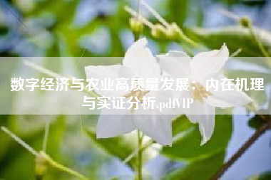 数字经济与农业高质量发展：内在机理与实证分析.pdfVIP