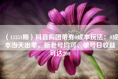 （13351期）抖音购团带券0成本玩法：0成本当天出单，新老号均可，单号日收益可达200