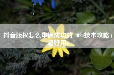 抖音版权怎么申诉成功的 2024技术攻略!(超好用)