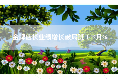 金牌店长业绩增长破局班（12月26