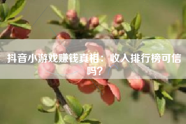 抖音小游戏赚钱真相：收入排行榜可信吗？