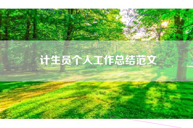 计生员个人工作总结范文
