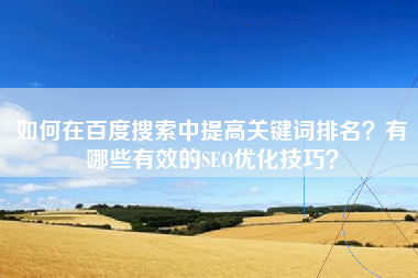 如何在百度搜索中提高关键词排名？有哪些有效的SEO优化技巧？
