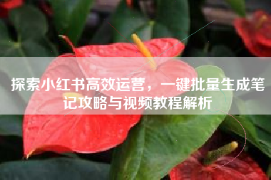 探索小红书高效运营，一键批量生成笔记攻略与视频教程解析