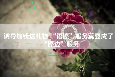 诱导加钱送礼物 “语擦”服务莫要成了“擦边”服务