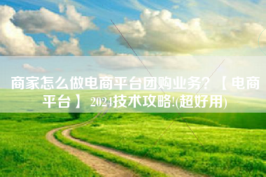 商家怎么做电商平台团购业务？【电商平台】 2024技术攻略!(超好用)