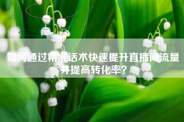 如何通过精准话术快速提升直播间流量并提高转化率？