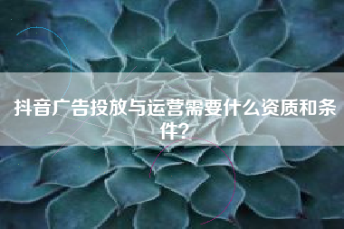 抖音广告投放与运营需要什么资质和条件？