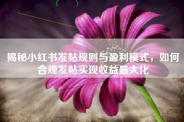 揭秘小红书发帖规则与盈利模式，如何合规发帖实现收益最大化